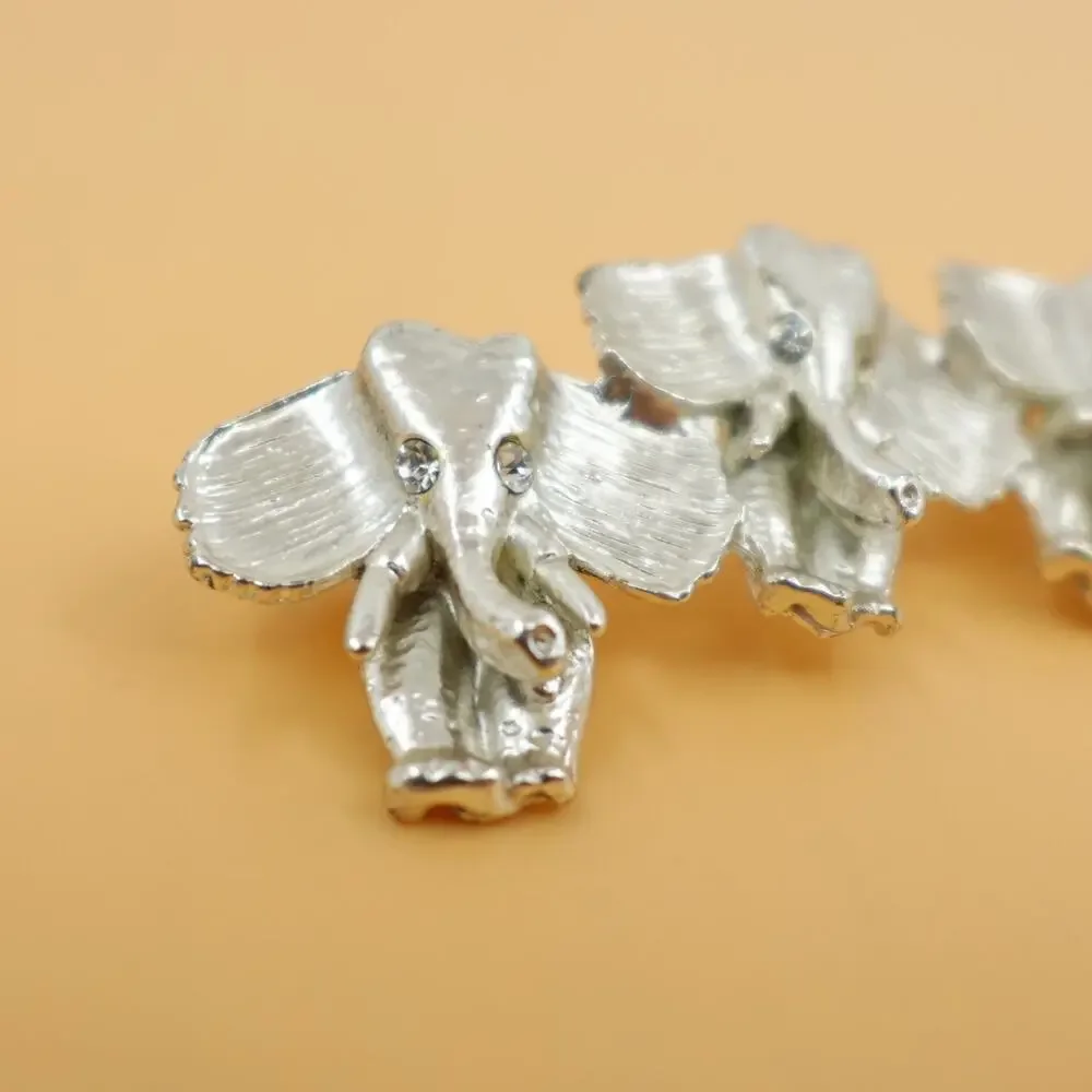 Elephant‎ Brooch Silver-Tone Rhinestone Eye Novelty Pin